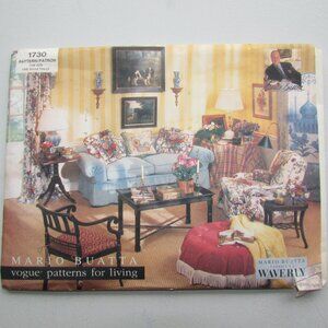 Mario Buatta Designer Sofa Chair Cover Sewing Pattern - 1730 - NEW